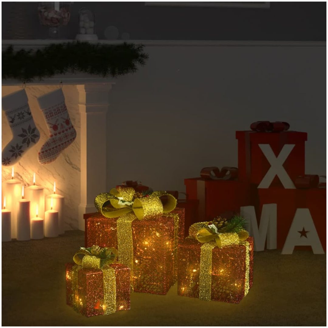 Juldekoration julklappar 3 st röd ute/inne vidaXL