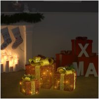 Juldekoration julklappar 3 st röd ute/inne vidaXL