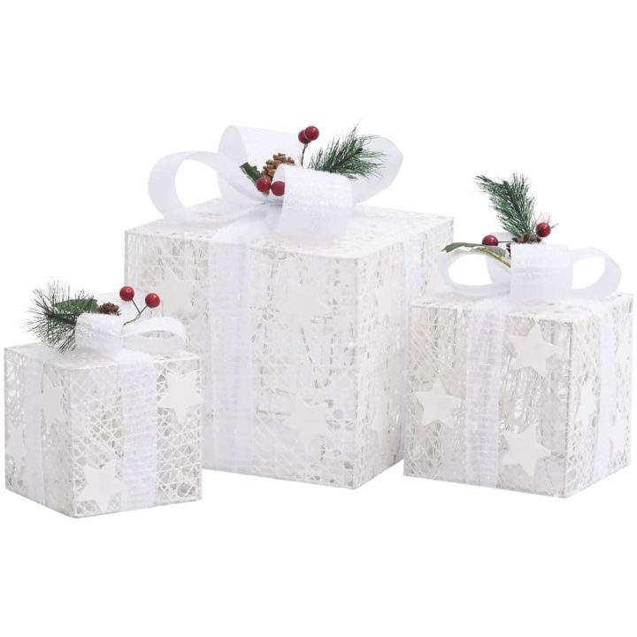 Juldekoration julklappar 3 st vit ute/inne vidaXL – bild 4