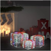 Juldekoration julklappar akryl 3 st flerfärgad vidaXL