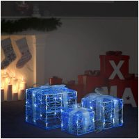 Juldekoration julklappar akryl 3 st kallvit vidaXL
