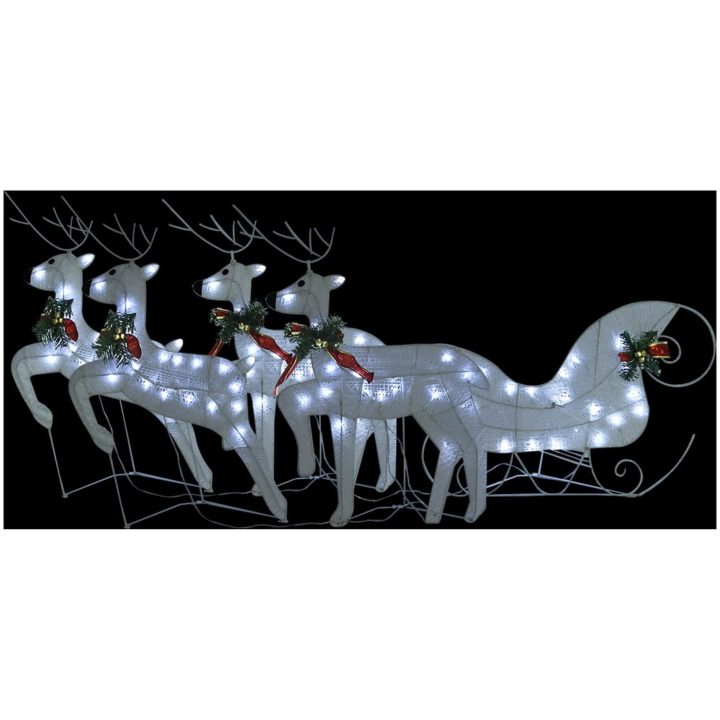 Juldekoration ren och släde 100 LED utomhus vit vidaXL – bild 2