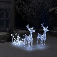 Juldekoration ren & släde 160 LED 130 cm akryl vidaXL