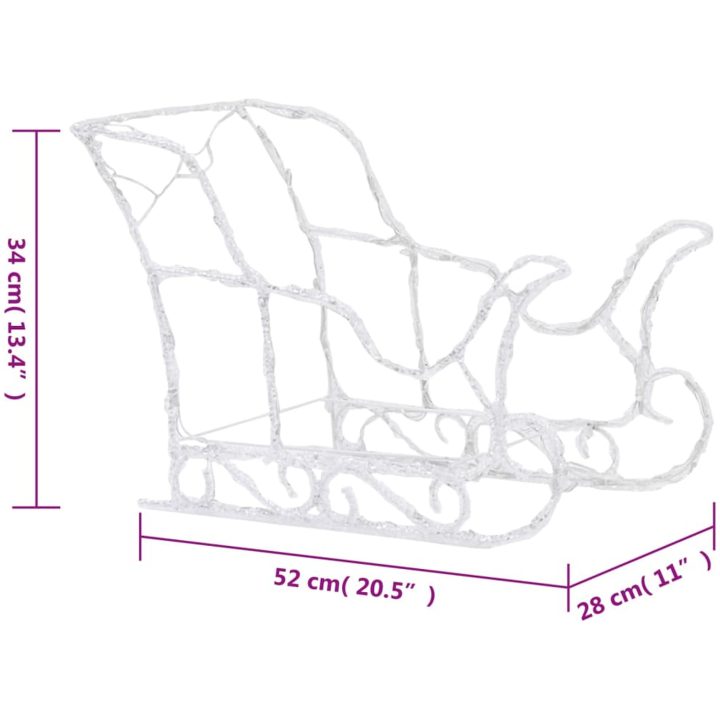 Juldekoration ren & släde 280x28x55 cm akryl vidaXL 43 x 11 x 55 cm (4 pcs) – bild 7