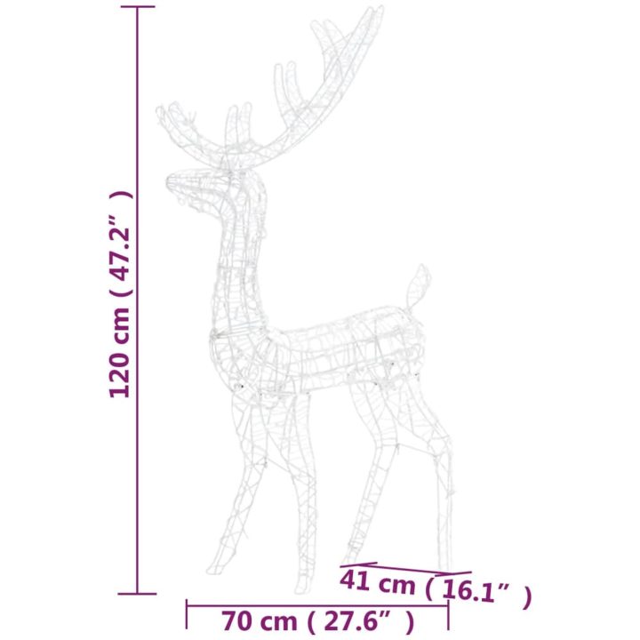 Juldekoration renar akryl 2 st 120 cm varmvit vidaXL 70 x 41 x 120 cm – bild 8