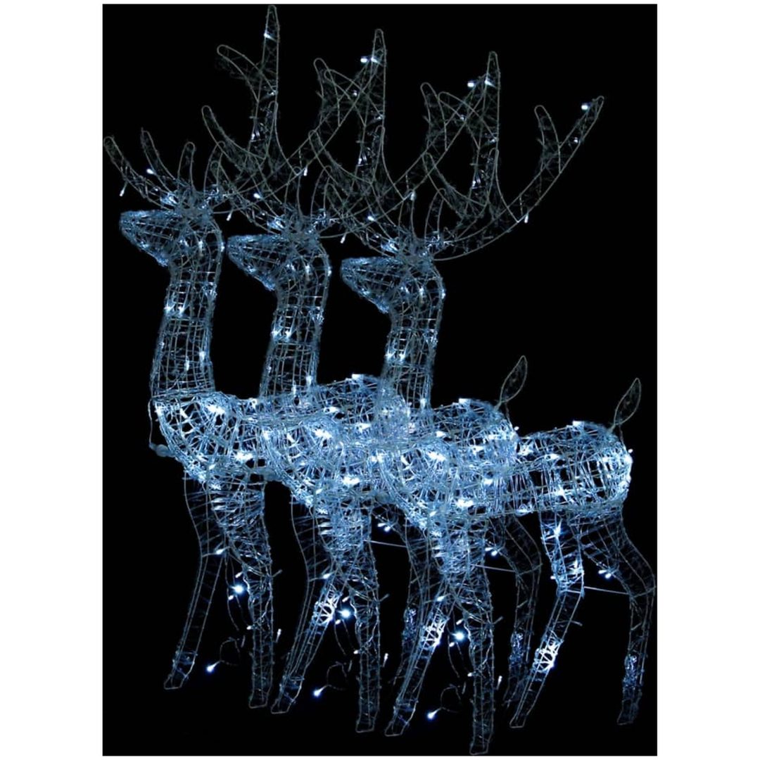 Juldekoration renar akryl 3 st 120 cm kallvit vidaXL 70 x 41 x 120 cm – bild 2