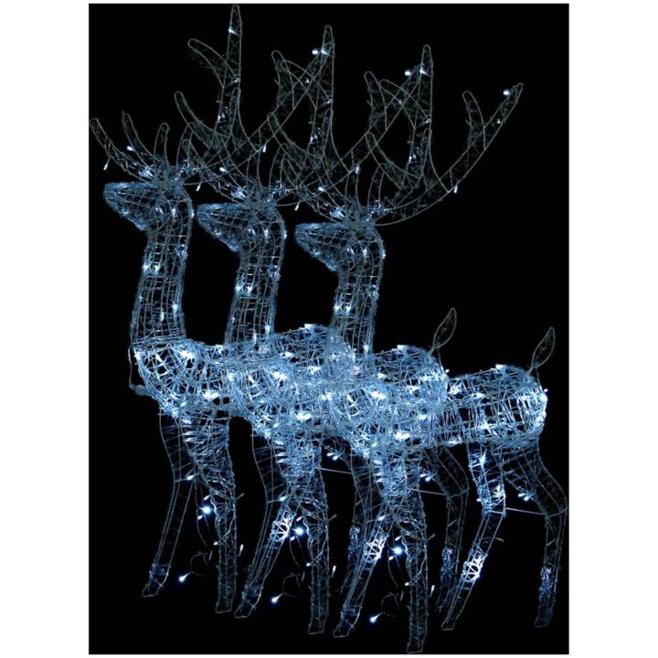 Juldekoration renar akryl 3 st 120 cm kallvit vidaXL 70 x 41 x 120 cm – bild 2