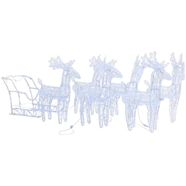 Juldekoration renar och släde 320 lysdioder akryl vidaXL 43 x 11 x 55 cm (6 pcs) – bild 2