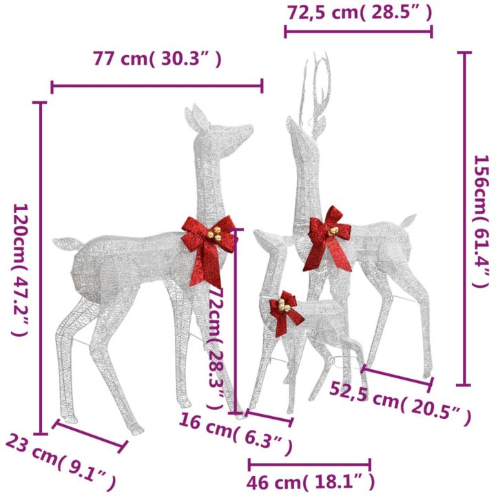 Juldekoration renar vit och silver 201 lysdioder vidaXL – bild 7