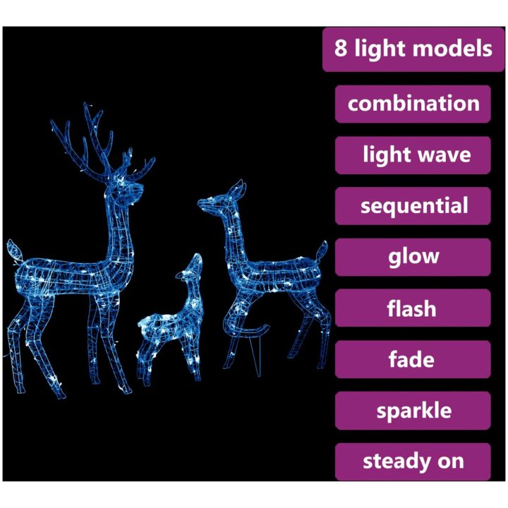 Juldekoration renfamilj akryl 300 LED blå vidaXL – bild 4