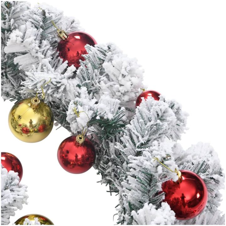 Julgirlang med julgranskulor och LED-lampor grön PVC vidaXL 5 m – bild 5