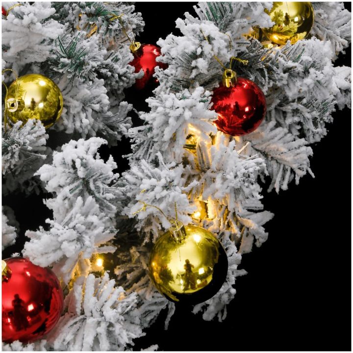 Julgirlang med julgranskulor och LED-lampor grön PVC vidaXL 5 m – bild 6