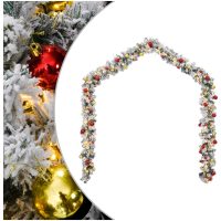 Julgirlang med julgranskulor och LED-lampor grön PVC vidaXL