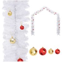 Julgirlang med julgranskulor vit vidaXL