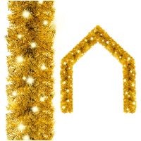 Julgirlang med LED-lampor 10 m guld vidaXL