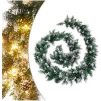 Julgirlang med LED-lampor grön PVC vidaXL