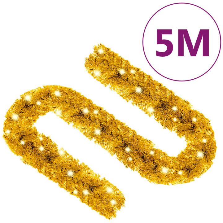 Julgirlang med LED-lampor guld vidaXL 5 m – bild 8
