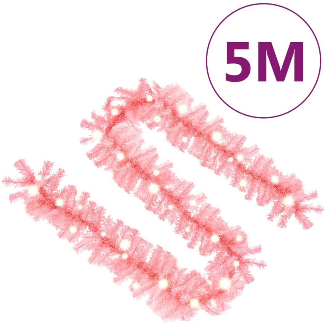 Julgirlang med LED-lampor rosa vidaXL 5 m – bild 7