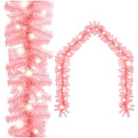 Julgirlang med LED-lampor rosa vidaXL