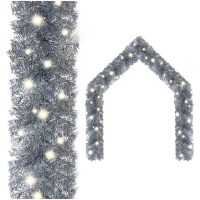 Julgirlang med LED-lampor silver vidaXL