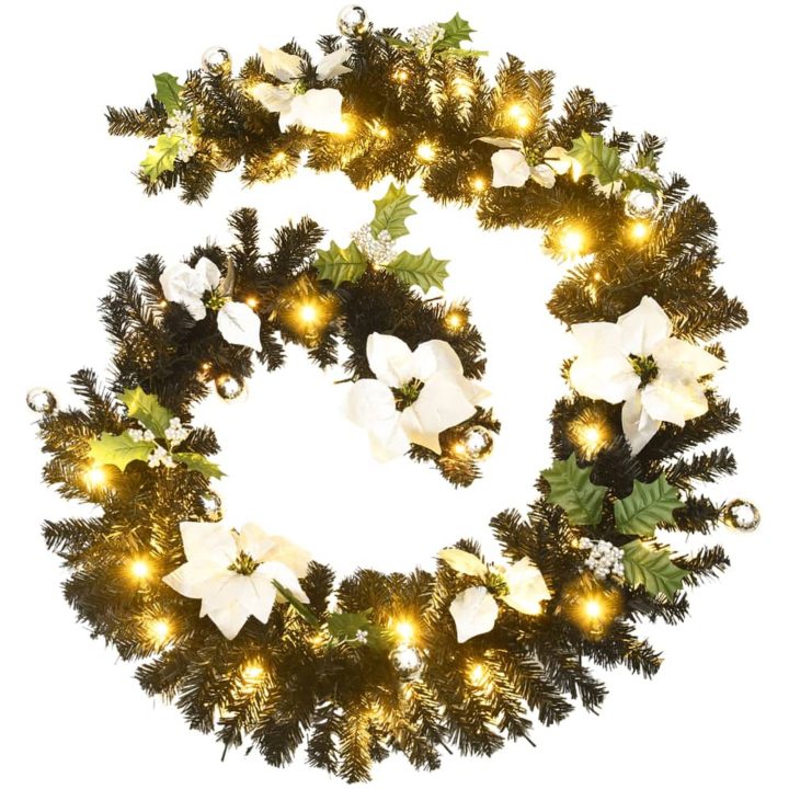 Julgirlang med LED-lampor svart 2,7 m PVC vidaXL – bild 2