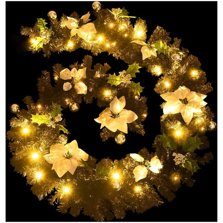 Julgirlang med LED-lampor svart 2,7 m PVC vidaXL – bild 7