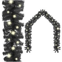 Julgirlang med LED-lampor svart vidaXL