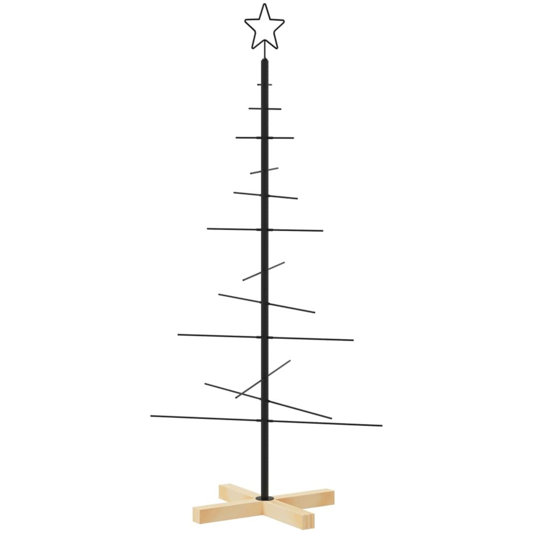 Julgran i metall med träbas svart vidaXL 120 cm – bild 2