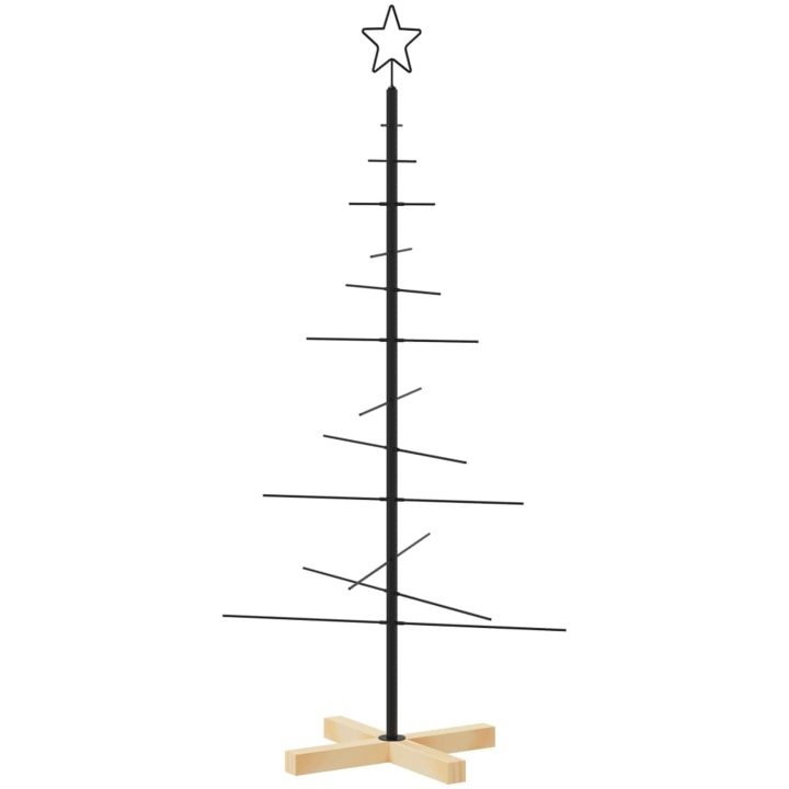 Julgran i metall med träbas svart vidaXL 120 cm – bild 2