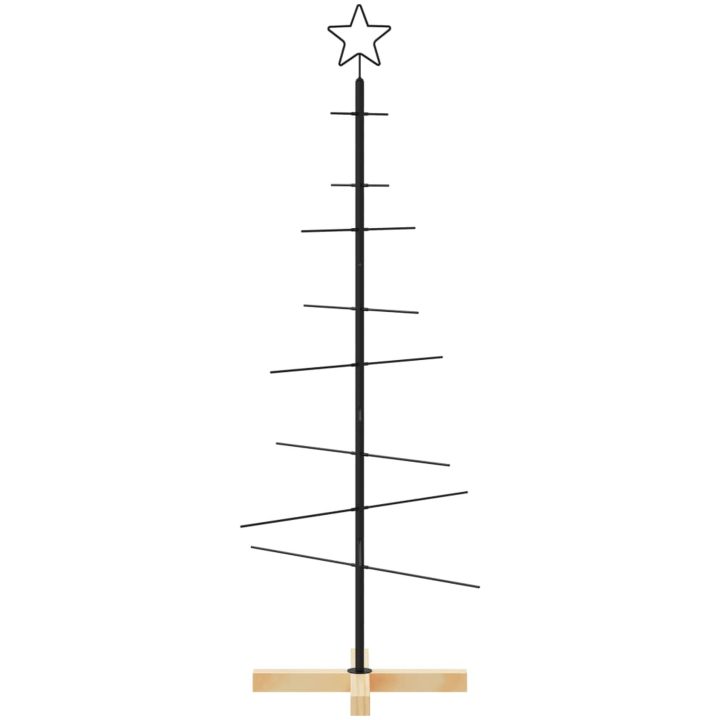 Julgran i metall med träbas svart vidaXL 120 cm – bild 3