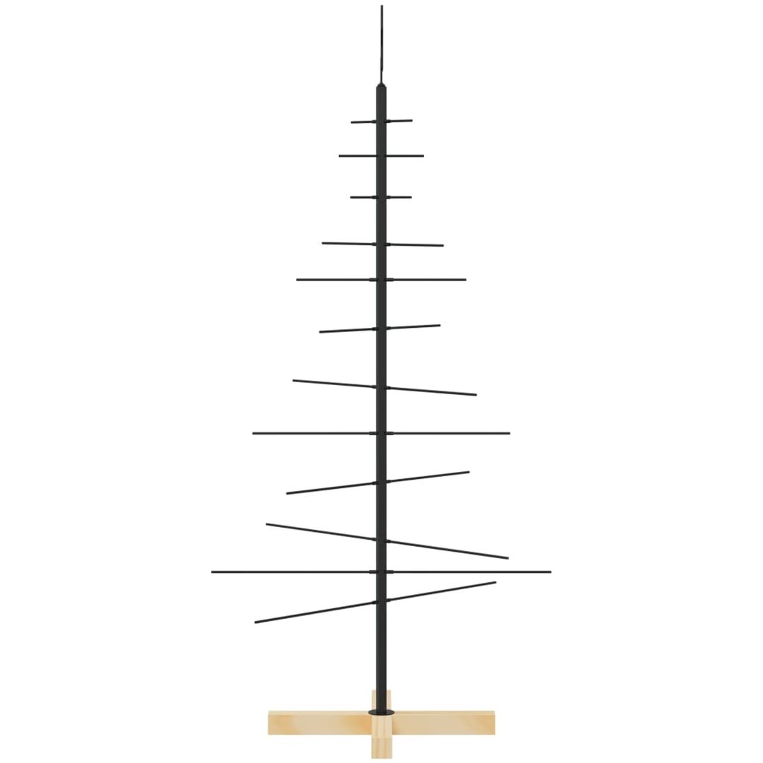 Julgran i metall med träbas svart vidaXL 120 cm – bild 4