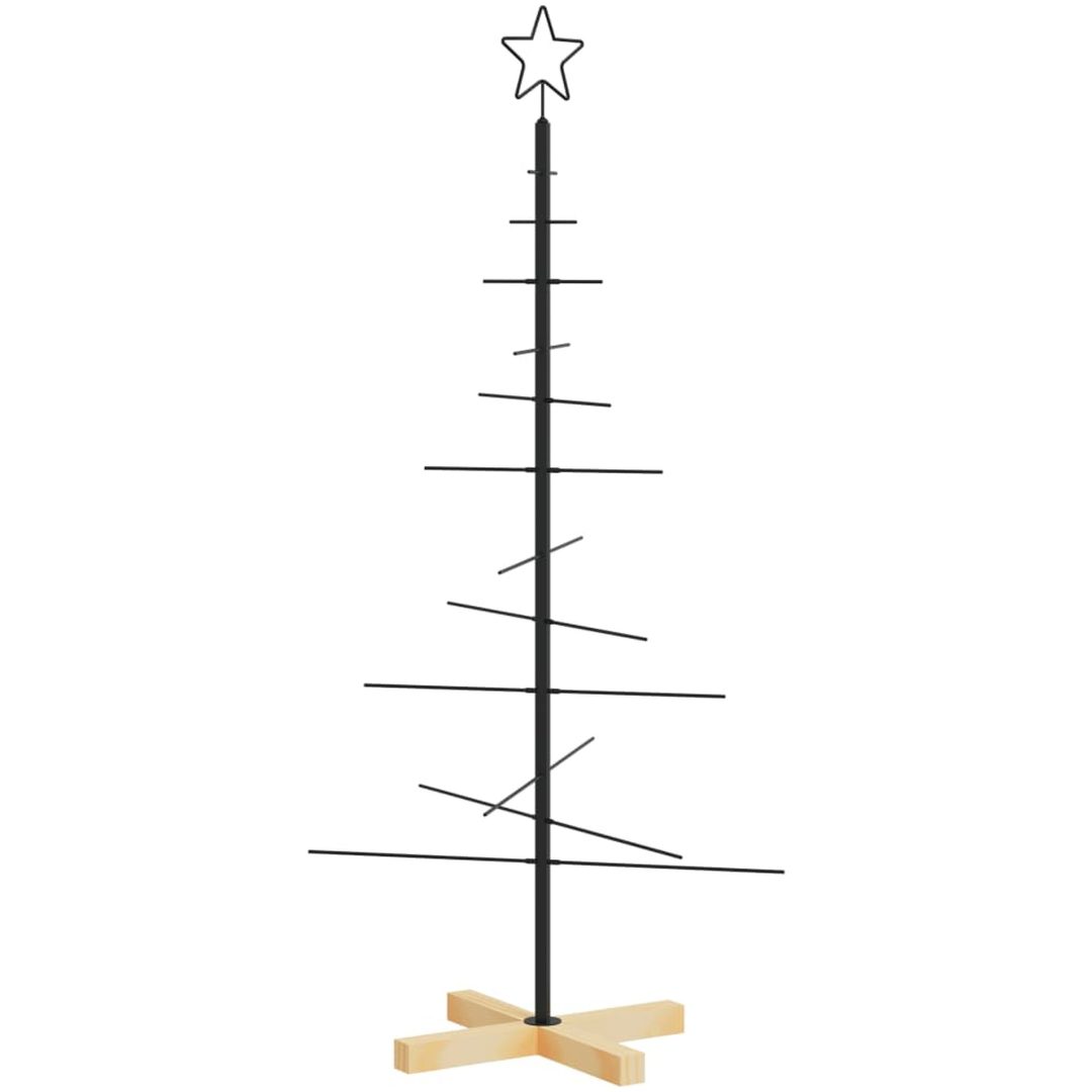 Julgran i metall med träbas svart vidaXL 120 cm – bild 5