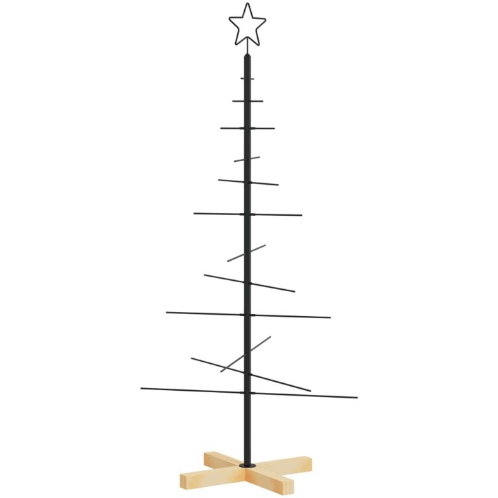 Julgran i metall med träbas svart vidaXL 120 cm – bild 5
