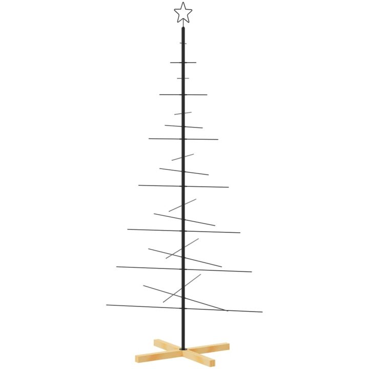 Julgran i metall med träfot svart vidaXL 180 cm – bild 2