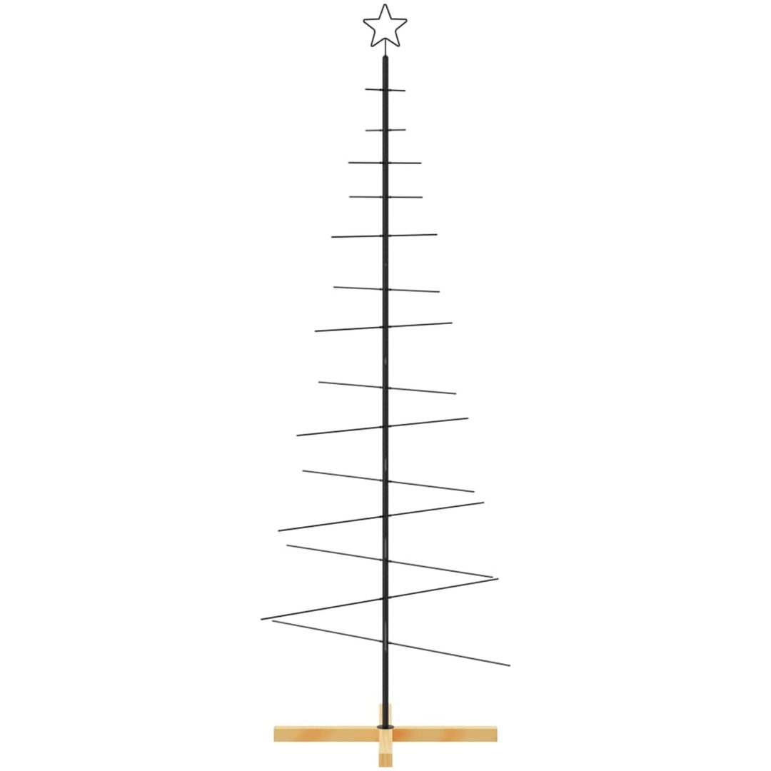Julgran i metall med träfot svart vidaXL 180 cm – bild 3