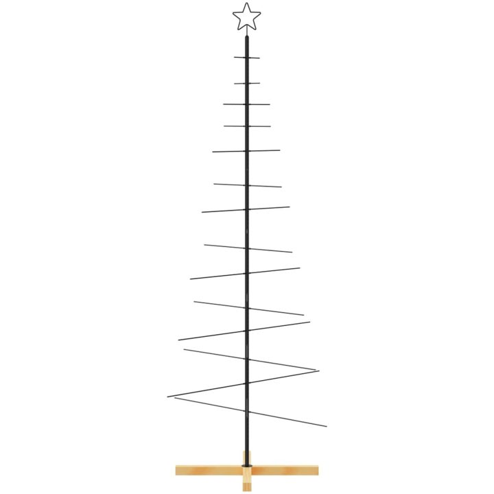 Julgran i metall med träfot svart vidaXL 180 cm – bild 3