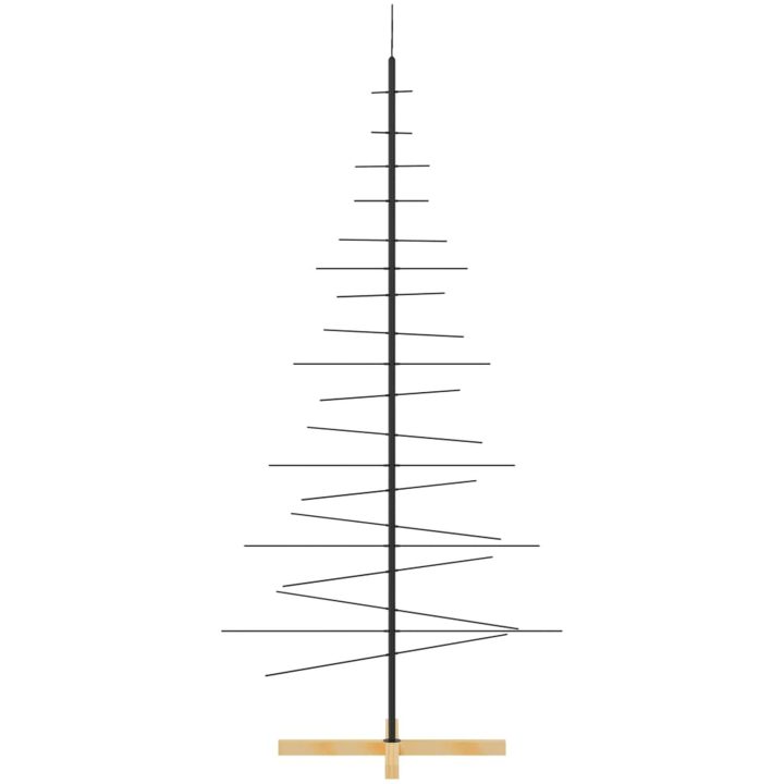 Julgran i metall med träfot svart vidaXL 180 cm – bild 4