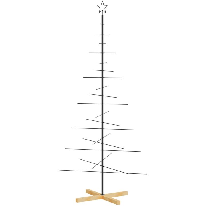 Julgran i metall med träfot svart vidaXL 180 cm – bild 5