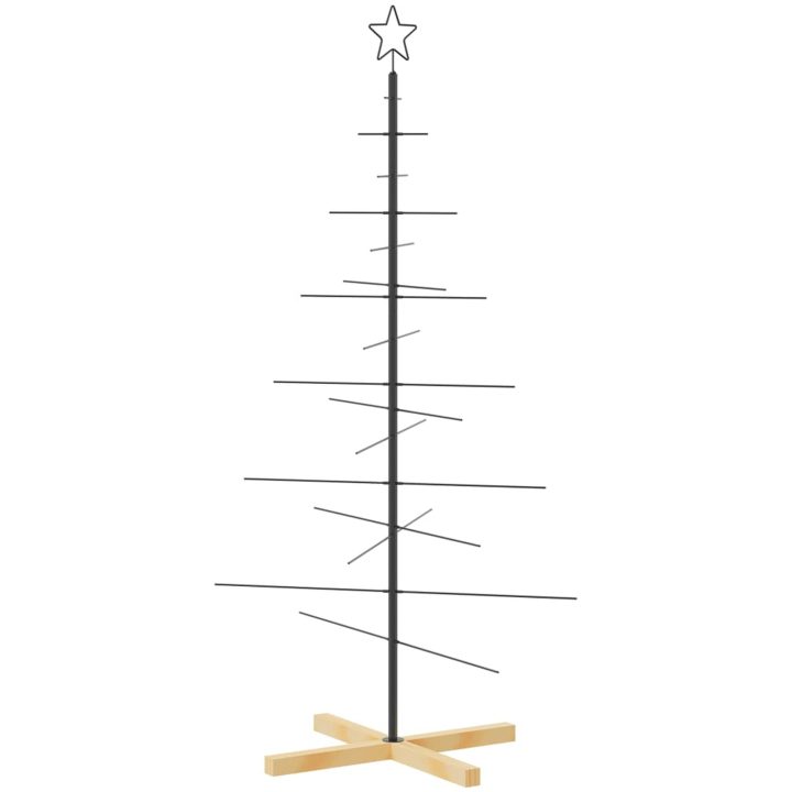 Julgran i metall träbas svart vidaXL 150 cm – bild 2