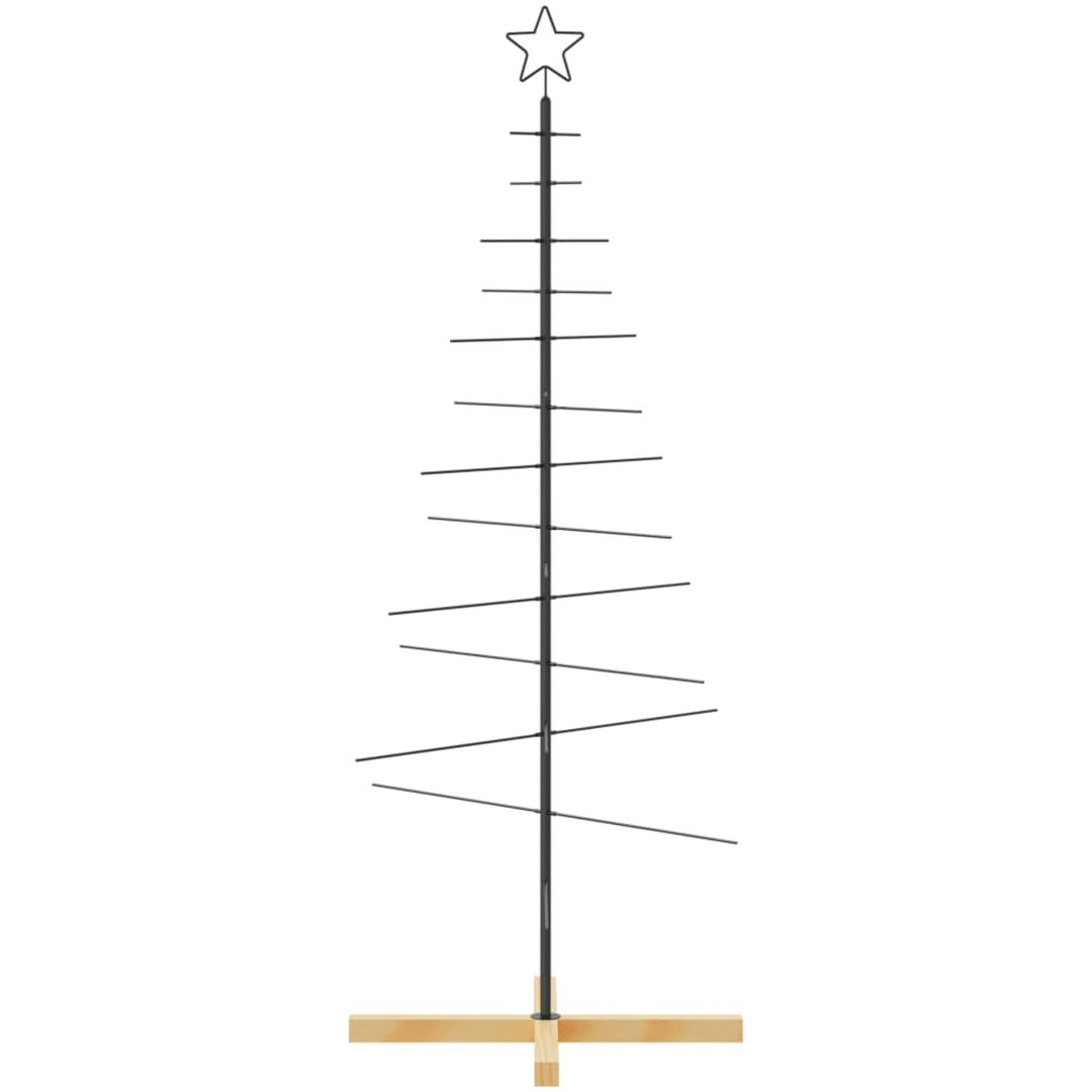 Julgran i metall träbas svart vidaXL 150 cm – bild 3