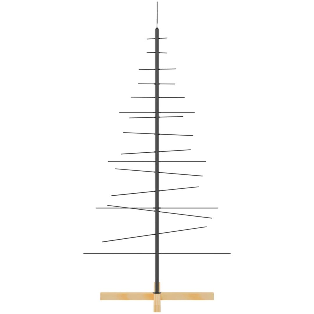 Julgran i metall träbas svart vidaXL 150 cm – bild 4