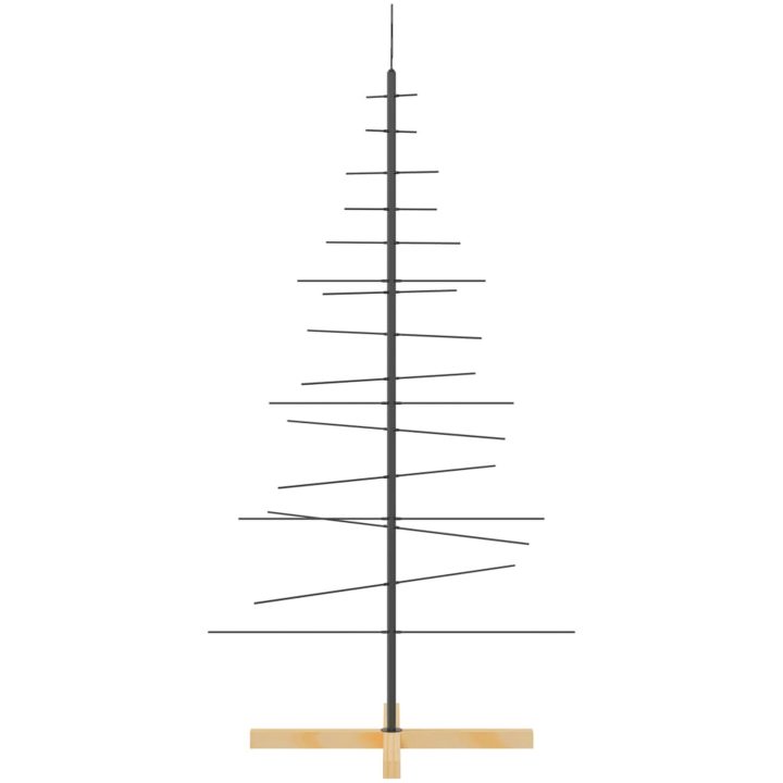 Julgran i metall träbas svart vidaXL 150 cm – bild 4
