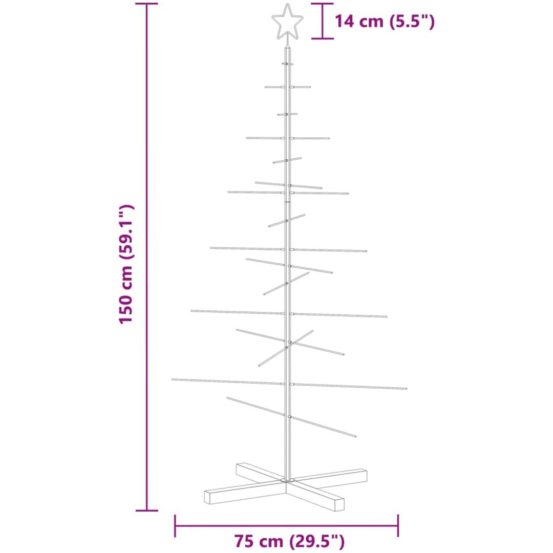 Julgran i metall träbas svart vidaXL 150 cm – bild 7