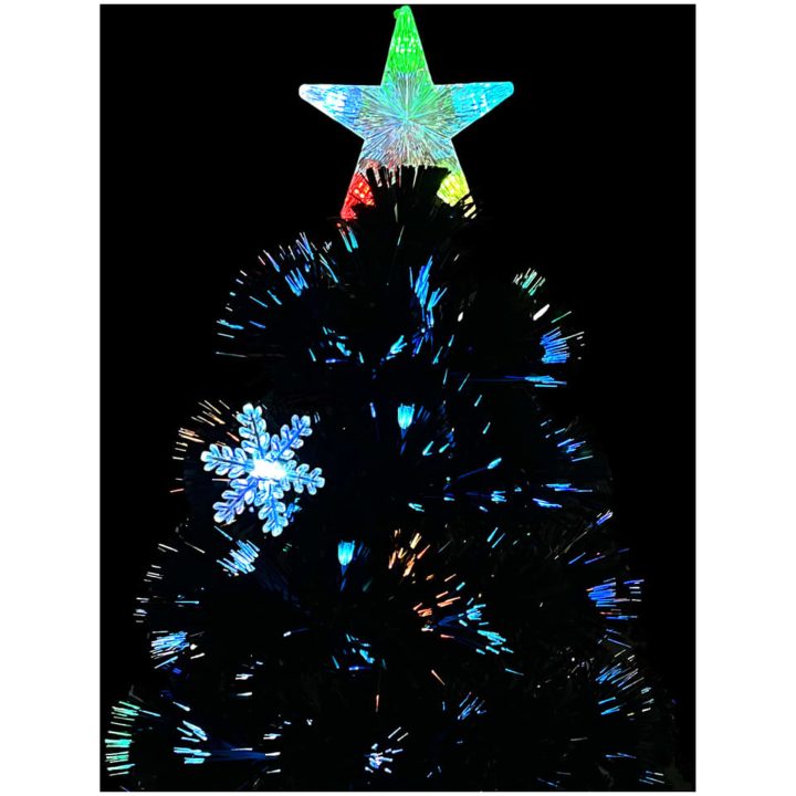 Julgran med LED-snöflingor svart 120 cm fiberoptik vidaXL 120 x 60 cm – bild 4