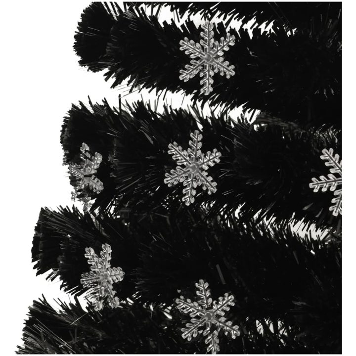 Julgran med LED-snöflingor svart 120 cm fiberoptik vidaXL 120 x 60 cm – bild 5