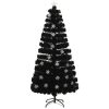 Julgran med LED-snöflingor svart 150 cm fiberoptik vidaXL 150 x 70 cm – miniatyr 2