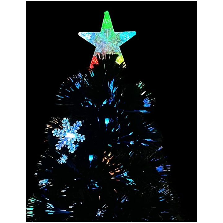 Julgran med LED-snöflingor svart 180 cm fiberoptik vidaXL 180 x 80 cm – bild 4