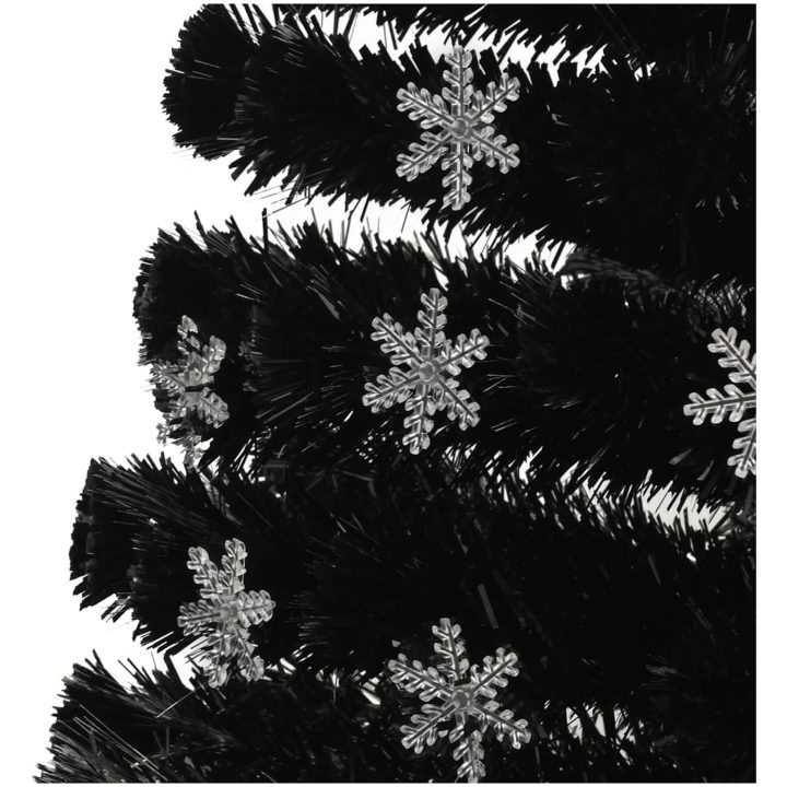 Julgran med LED-snöflingor svart 180 cm fiberoptik vidaXL 180 x 80 cm – bild 5