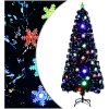 Julgran med LED-snöflingor svart 180 cm fiberoptik vidaXL 180 x 80 cm – miniatyr 1