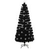 Julgran med LED-snöflingor svart 210 cm fiberoptik vidaXL 210 x 90 cm – miniatyr 2